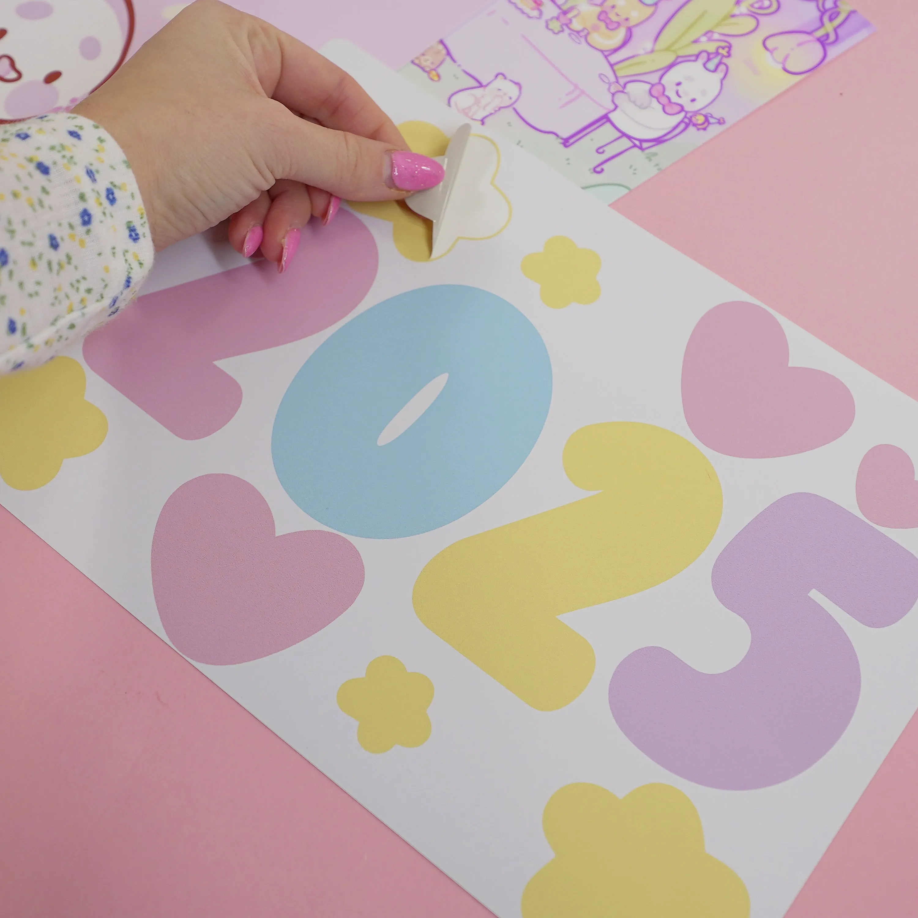 2025 Kawaii Katnipp Wall Calendar | A4 Prints with Cute Characters & Bonus Wall Decal | Pastel Desk or Wall Planner
