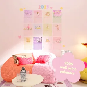 2025 Kawaii Katnipp Wall Calendar | A4 Prints with Cute Characters & Bonus Wall Decal | Pastel Desk or Wall Planner