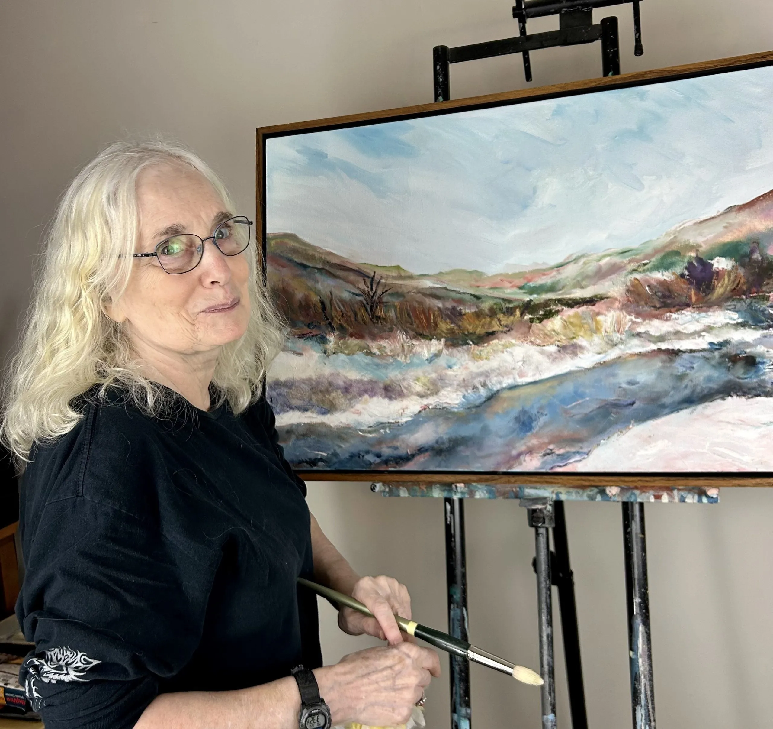 Elma Ells Dreesen Original Art, Oil on Canvas, "A Time For Dreaming" Framed in Oak