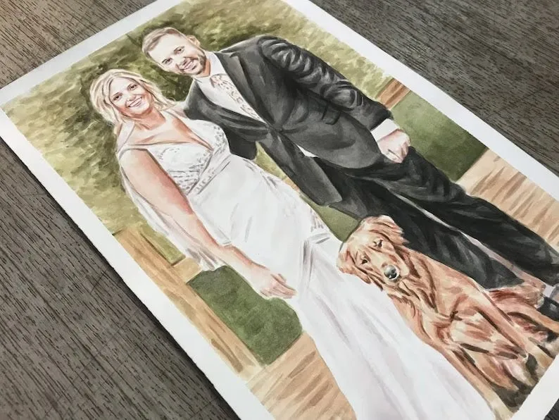 pet portrait painting with owner